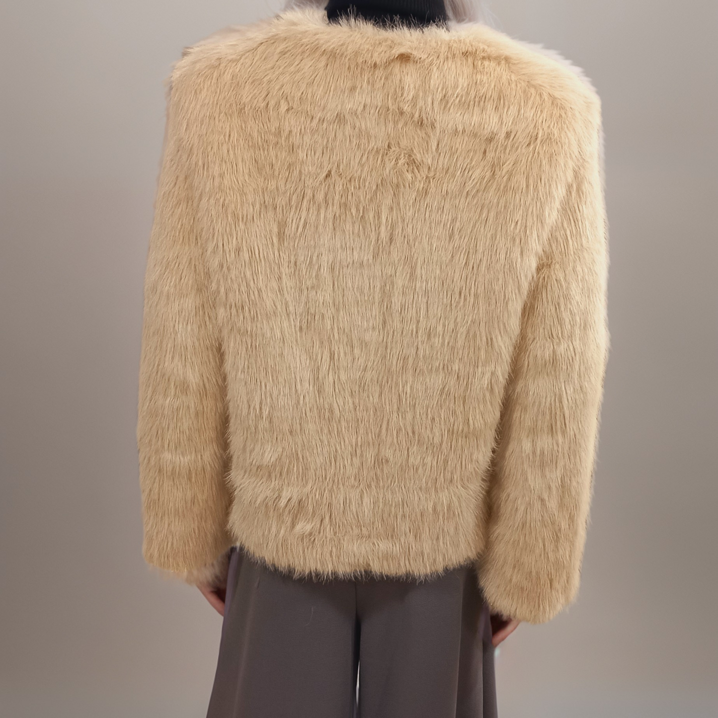 Beige Luxe Faux Fur Jacket