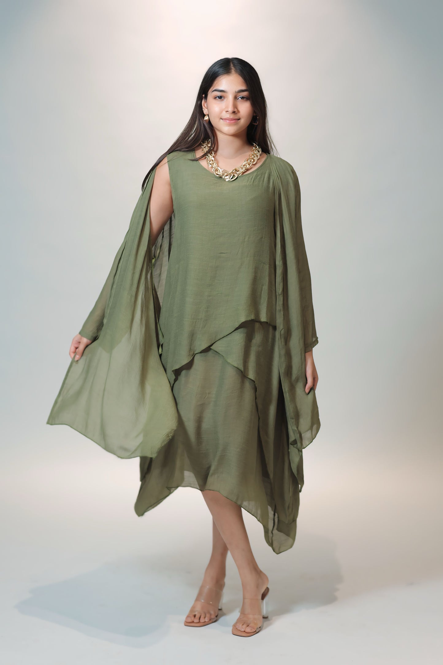 Olive Luxe Ensemble with Shrug