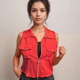 Red Dual-Zip Adjustable Utility Top