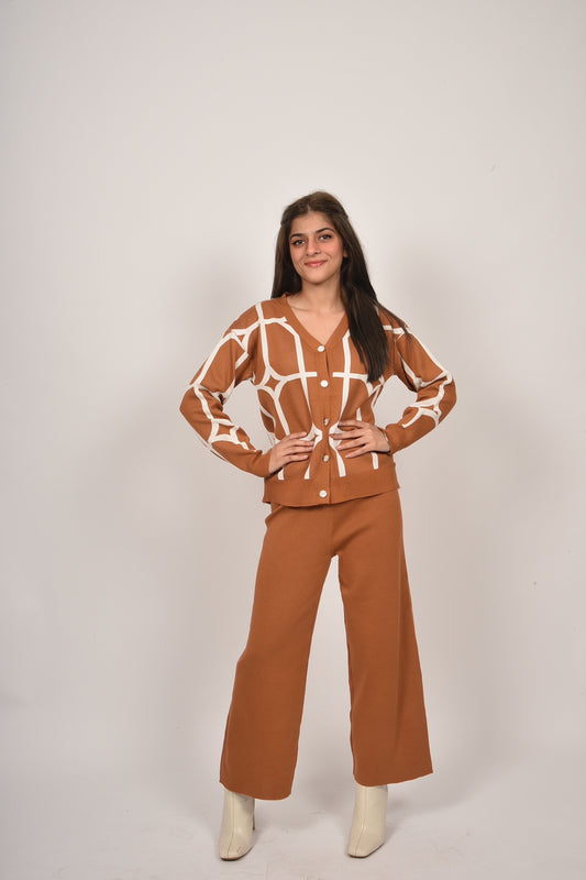 Bronze Maze Woollen Co-Ord Set