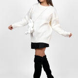 White Bunny Hug Knit Sweater