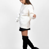 White Bunny Hug Knit Sweater