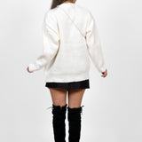 White Bunny Hug Knit Sweater