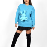 Blue Bunny Hug Knit Sweater with Sling