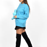 Blue Bunny Hug Knit Sweater with Sling