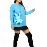 Blue Bunny Hug Knit Sweater with Sling