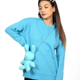 Blue Bunny Hug Knit Sweater with Sling