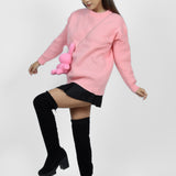 Pink Bunny Hug Knit Sweater