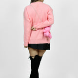 Pink Bunny Hug Knit Sweater