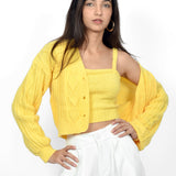 Sunny Chic Cardigan With Crop Top set