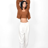 Mocha Charm Cardigan With Crop Top set