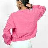 Rosy Glow Cardigan With Crop Top set