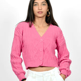 Rosy Glow Cardigan With Crop Top set