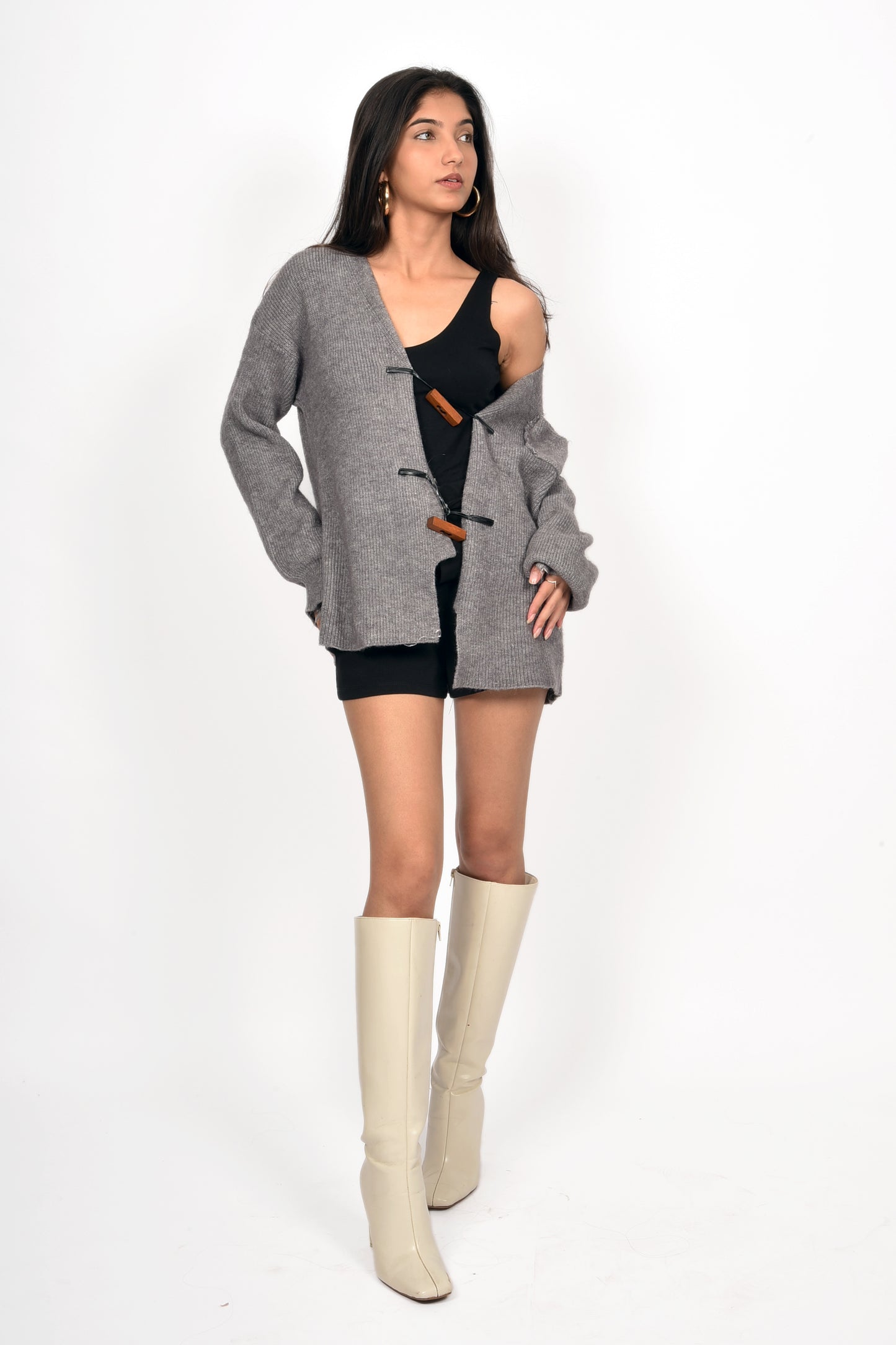 Grey Toggle Knit Jacket