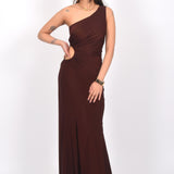 Chestnut Charm  One-Shoulder Gown Dress