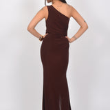 Chestnut Charm  One-Shoulder Gown Dress