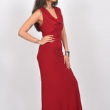 Scarlet Elegance Viscose Lycra Gown Dress